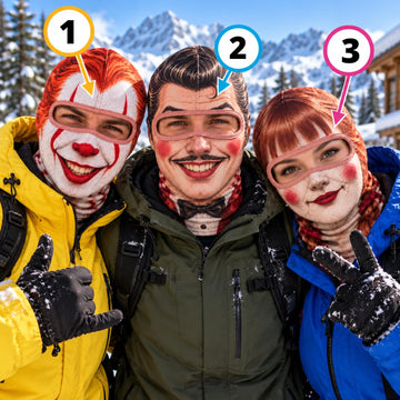 BlueJose Funny Character Face 3D-Print Balaclava – Clown, Vintage Gentleman & Redhead