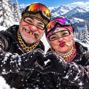 BlueJose Funny Gangster Old Man & Grandma Face Ski Mask Gold Chains Cigars Missing Teeth & Hip Hop Expressions Full Face Balaclava (5 faces)