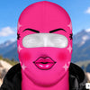 BlueJose Funny Girly Face Ski Mask Pink Purple Lips Bows & Sparkles Print Full Face Balaclava – Women's Winter Skiing Snowboarding Face Cover