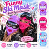 BlueJose Funny Girly Face Ski Mask Pink Purple Lips Bows & Sparkles Print Full Face Balaclava – Women's Winter Skiing Snowboarding Face Cover