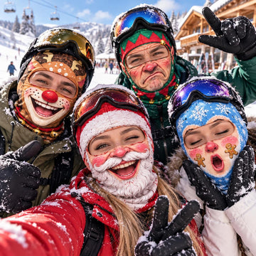 BlueJose Funny Christmas Face Ski Mask Santa Claus Snowman & Holiday Lights Print Full Face Balaclava (13 faces)