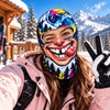 BlueJose Funny Ugly Face Ski Mask Crazy Tongue Big Teeth Grumpy Old Man & Mustache Expressions Colorful Graffiti Full Face Balaclava