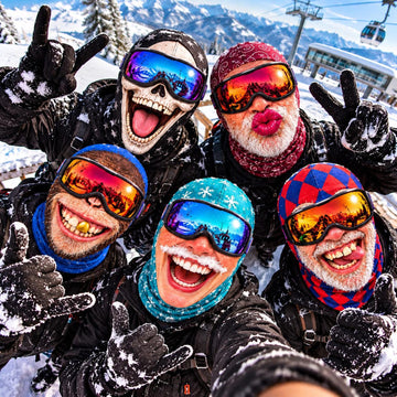 BlueJose Funny Crazy Face Ski Mask Skull Monkey Big Lips Santa Beard & Hilarious Expressions Full Face Balaclava (5 faces)