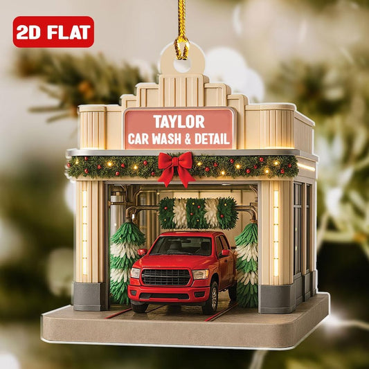 Bluejose Personalized Car Wash Shop 2D Flat Ornament