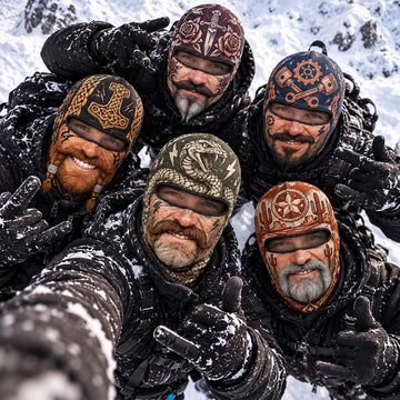 BlueJose Funny Realistic Bearded Man Face Ski Mask Viking Snake Skull Western & Mechanic Tattoo Print Full Face Balaclava (5 types)