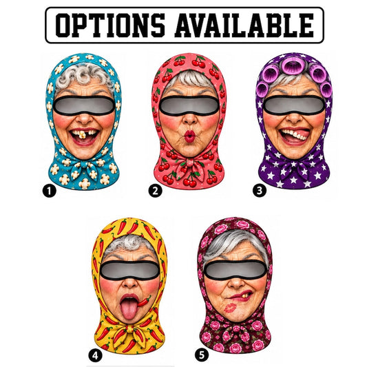BlueJose Funny Grandma Balaclava Face Mask (5 Faces)