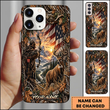 BlueJose USA Flag Hunting Mountain Lake Hunter Wilderness Personalized Name 3D Phone Case