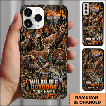 BlueJose Wildlife Outdoor Hunting Deer Turkey Rustic Forest Collage Personalized Name 3D Phone Case