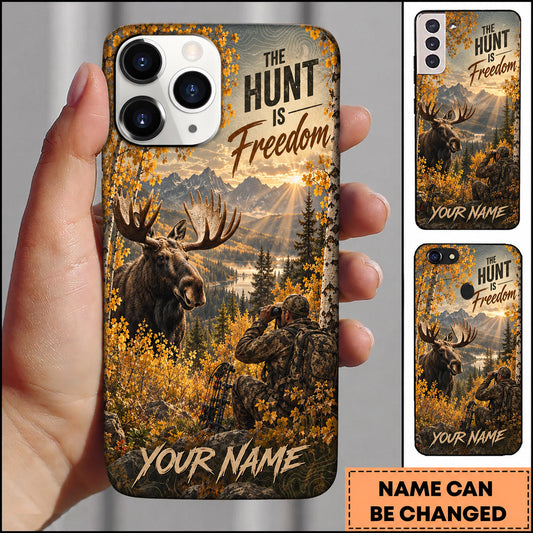 BlueJose Hunting Freedom Deer Autumn Forest Adventure Personalized Name 3D Phone Case