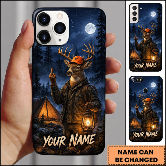 BlueJose Deer Hunting Camping Lantern Moonlit Forest Personalized Name 3D Phone Case