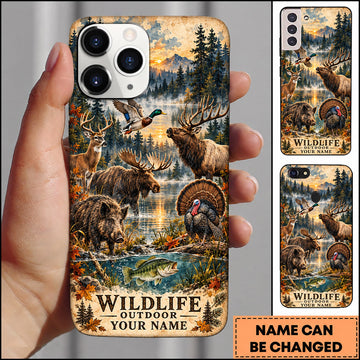 BlueJose Wildlife Outdoor Hunting Deer Bear Turkey Snowy Forest Personalized Name 3D Phone Case