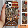BlueJose Personalized Deer Hunting Phone Case with Rustic American Flag, Antler Skull, Forest Camo and Custom Team Name (8 Colors)