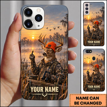 BlueJose Deer Hunting Rifle Hunter Sunset Mountain Personalized Name 3D Phone Case