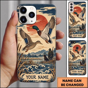 BlueJose Duck Hunting Japanese Wave Flying Mallards Personalized Name 3D Phone Case