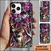 BlueJose Hunting Phone Case Realistic Whitetail Deer In Deep Forest Camo Background Personalized Name Phone Case (6 colors)