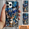 BlueJose Hunting Phone Case Realistic Whitetail Deer In Deep Forest Camo Background Personalized Name Phone Case (6 colors)