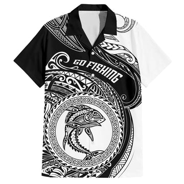 BlueJose Go Fishing Polynesian Pattern Hawaiian Shirt