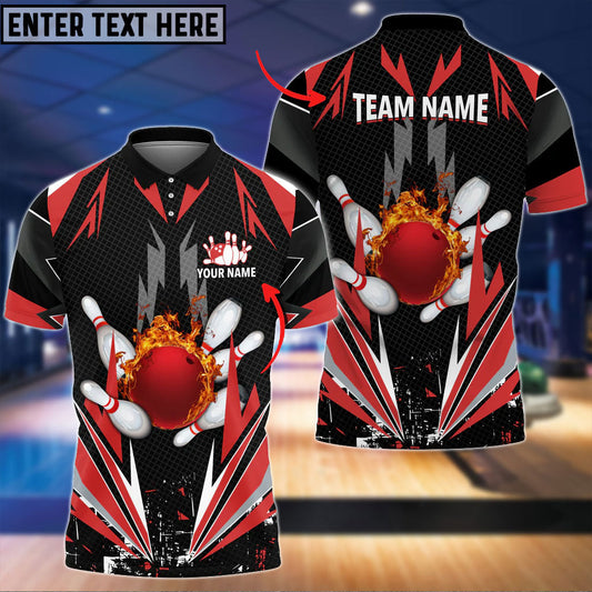 BlueJose Bowling And Pins Thunder Pattern Multicolor Personalized Name 3D Shirt, Personalized Shirts For Bowling Players