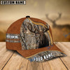 BlueJose Moose Hunting Light Brown Leather Pattern Personalized Name Cap