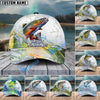 BlueJose Fishing Gold Premium Skinfish Pattern Personalized Cap (Bass, Trout, Walleye, Mahi-Mahi, Striped Bass, Crappie, Pike, Salmon)