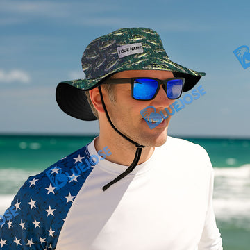 BlueJose Bass Fish Pattern Custom Name Bucket Hat