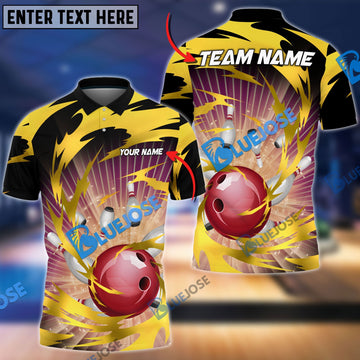 BlueJose Bowling And Pins Tornado Throw Customized Name 3D Shirt ( 5 Colors)