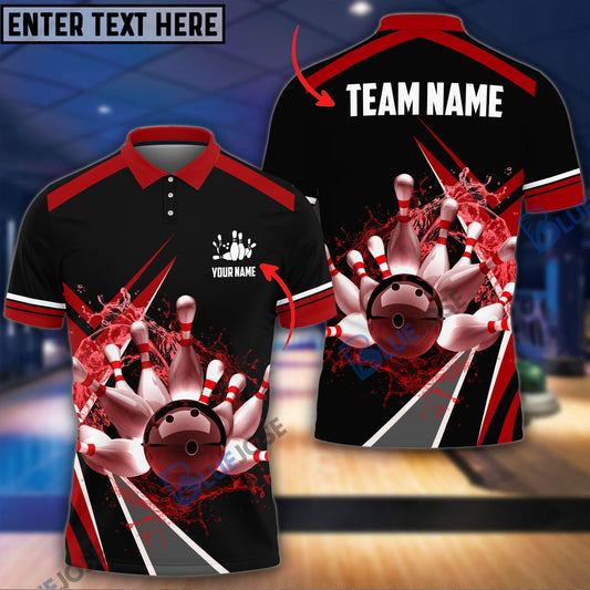 BlueJose Water Bowling and Pins Layer Personalized Name and Team Name 3D Shirt (4 Colors)