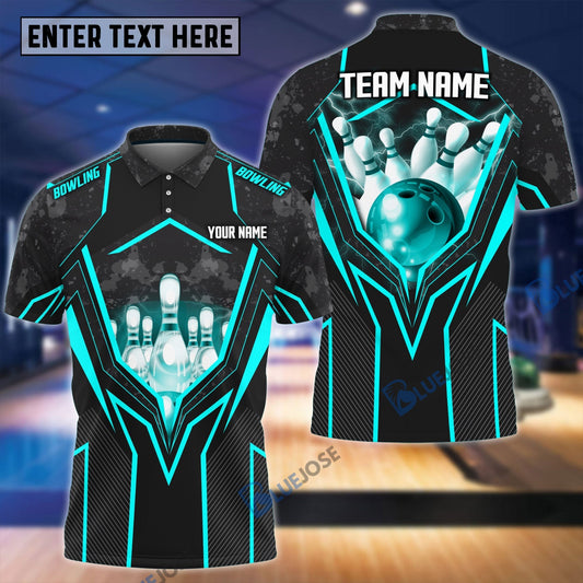 BlueJose Super Thunder Bowling And Pins Break Multicolor Customized Name 3D Shirt, Personalized Shirts For Bowling Players