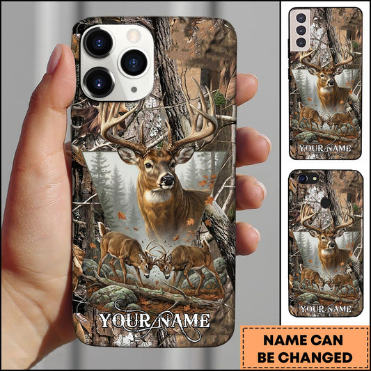 BlueJose Deer Hunting Forest Buck Rustic Camo Art Multicolor Options Personalized Name 3D Phonecase