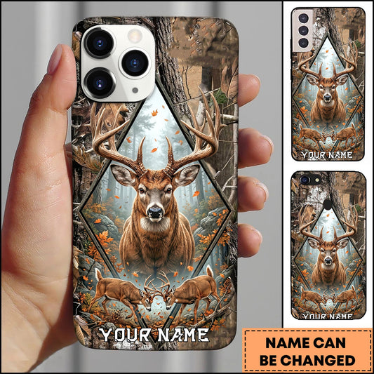 BlueJose Deer Hunting Duo Antlers Forest Geometry Personalized Name 3D Phone Case