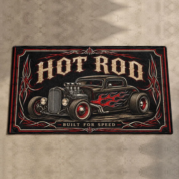 BlueJose Vintage Hot Rod Car Garage Rug