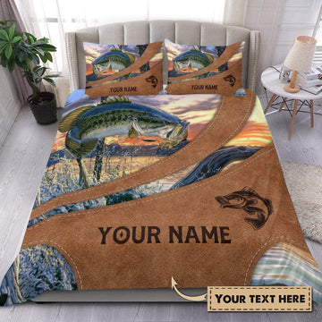 BlueJose Fishing Jumping Leather Pattern Personalized Bedding Set