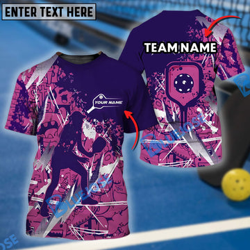 BlueJose Pickleball Sport Style Woman Personalized Name, Team Name Unisex Shirt (4 Colors)