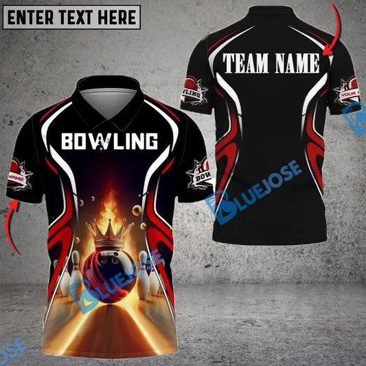 BlueJose Bowling And Pins Bright Way Multicolor Customized Name Shirt (4 Colors)