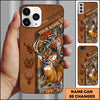 BlueJose Hunting Phone Case Majestic Whitetail Deer Leather Pocket Style Forest Camo Personalized Name Phone Case (5 colors)