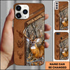 BlueJose Hunting Phone Case Majestic Whitetail Deer Leather Pocket Style Forest Camo Personalized Name Phone Case (5 colors)