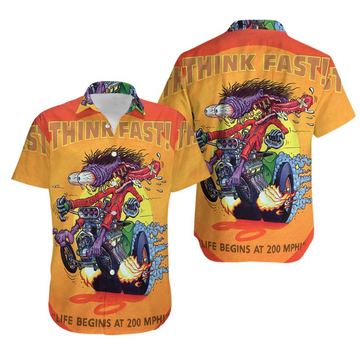 BlueJose Rat Fink Rattail Hot Rod Button Shirt