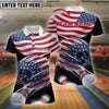 BlueJose Bowling Us Flag Patriot League Customized Name, Team Name 3D Shirt