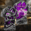 BlueJoses Bowling Skull Pattern Multicolor Customized Name 3D Polo Shirt