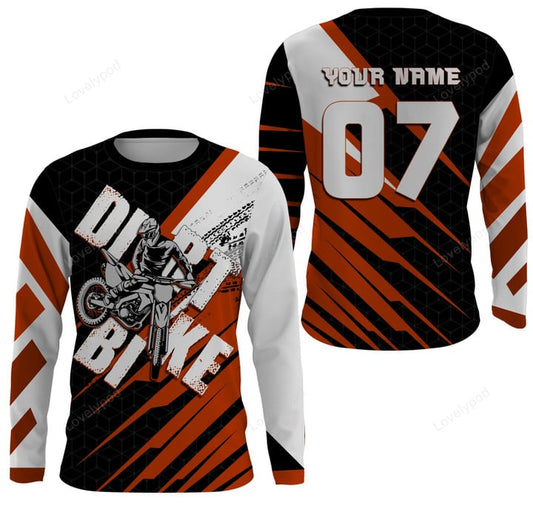 BlueJose Orange Custom Dirt Bike Motocross Racing Off-Road 3D Shirt