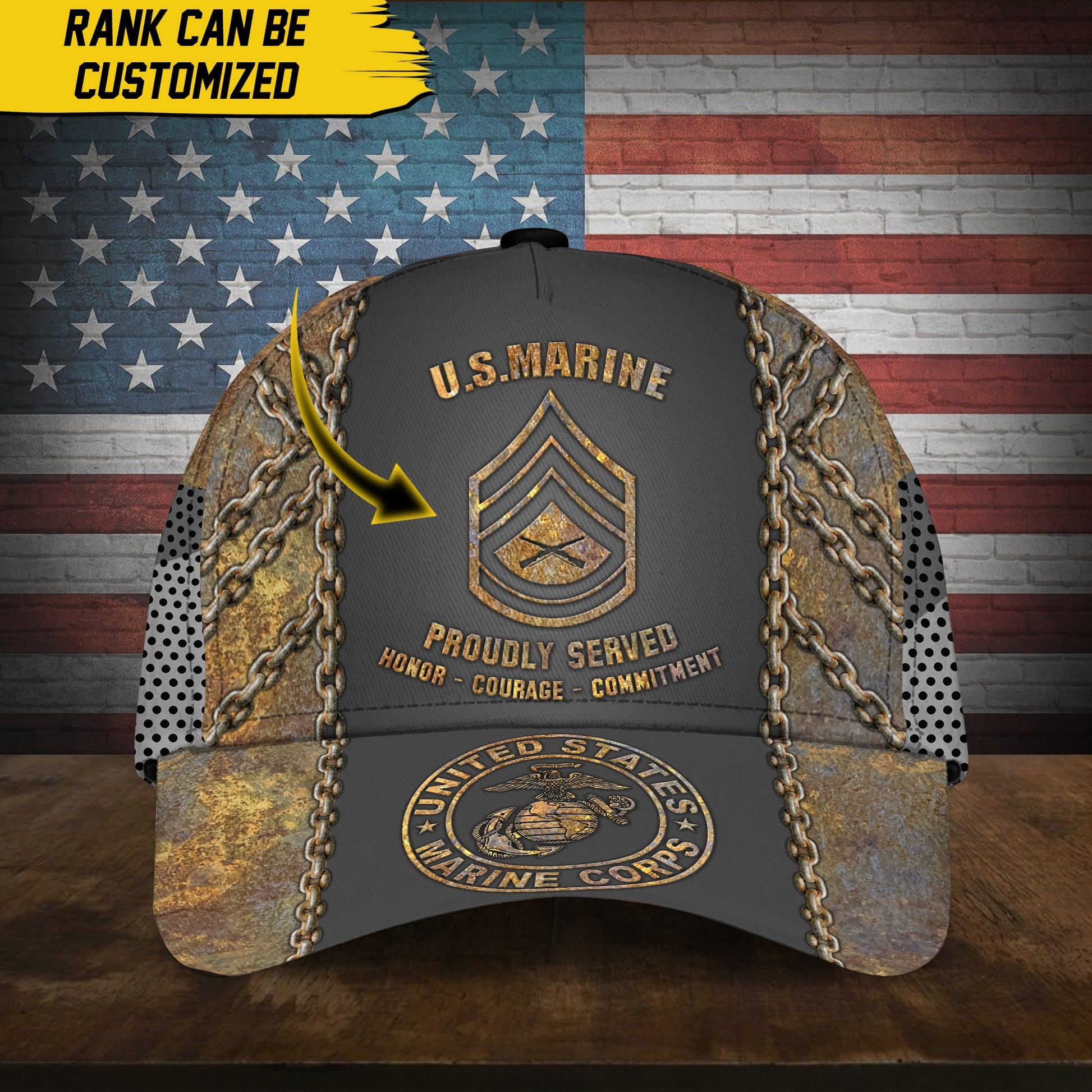 BlueJose Premium Personalise U.S Multiple Service Veteran 3D Cap PVC240301