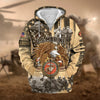 BlueJose Premium Proudly Served Multiservice US Veteran Zip Hoodie