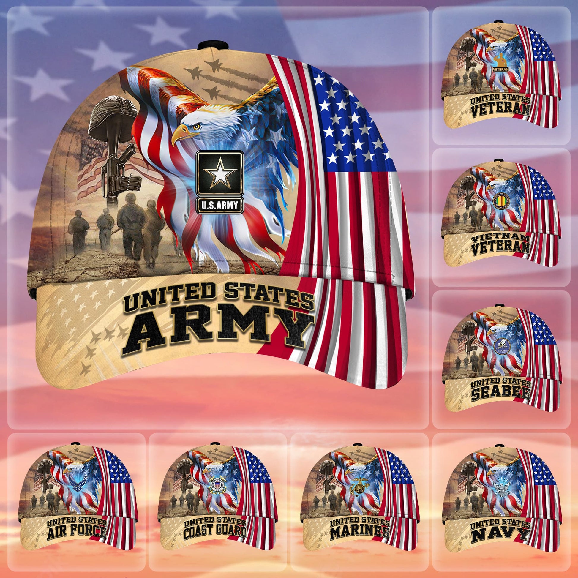 BlueJose Premium Honoring All Who Served US Veteran Cap APVC010801