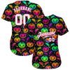 BlueJose Custom 3D Pattern Bright Multicolored Halloween Pumpkins And Bats Baseball Jersey