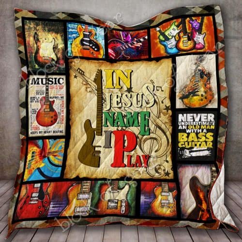 BlueJose In Jesus Name I Play Bass Guitar Quilt