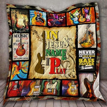 BlueJose In Jesus Name I Play Bass Guitar Quilt