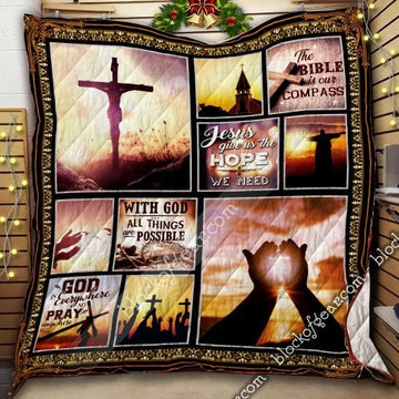 BlueJose Jesus Give Us The Hope We Need Quilt