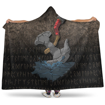 VikingStyle Hooded Blanket -Viking Axe Norse Mythology Hooded Blanket A7