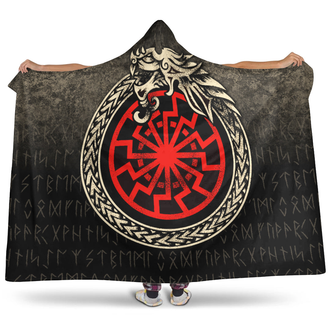 VikingStyle Hooded Blanket -Viking Jormungandr Symbol Midgard Serpent Child Of Loki Hooded Blanket A7