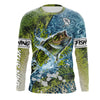 Bluejose Largemouth Bass Fishing Custom Green Scales Water Camo Fishing Shirt | Long Sleeve, Long Sleeve Hooded